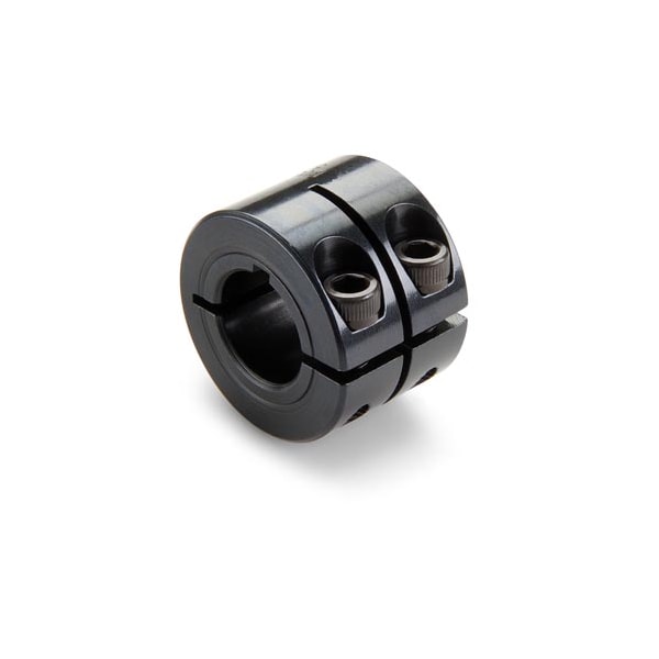 Keyed Shaft Collar, 1pc Double Wide, Bore 0.3750", Steel, OD 7/8"